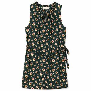 LOFT Floral Wrap Midi Dress Green Sleeveless Tie Waist Size Medium